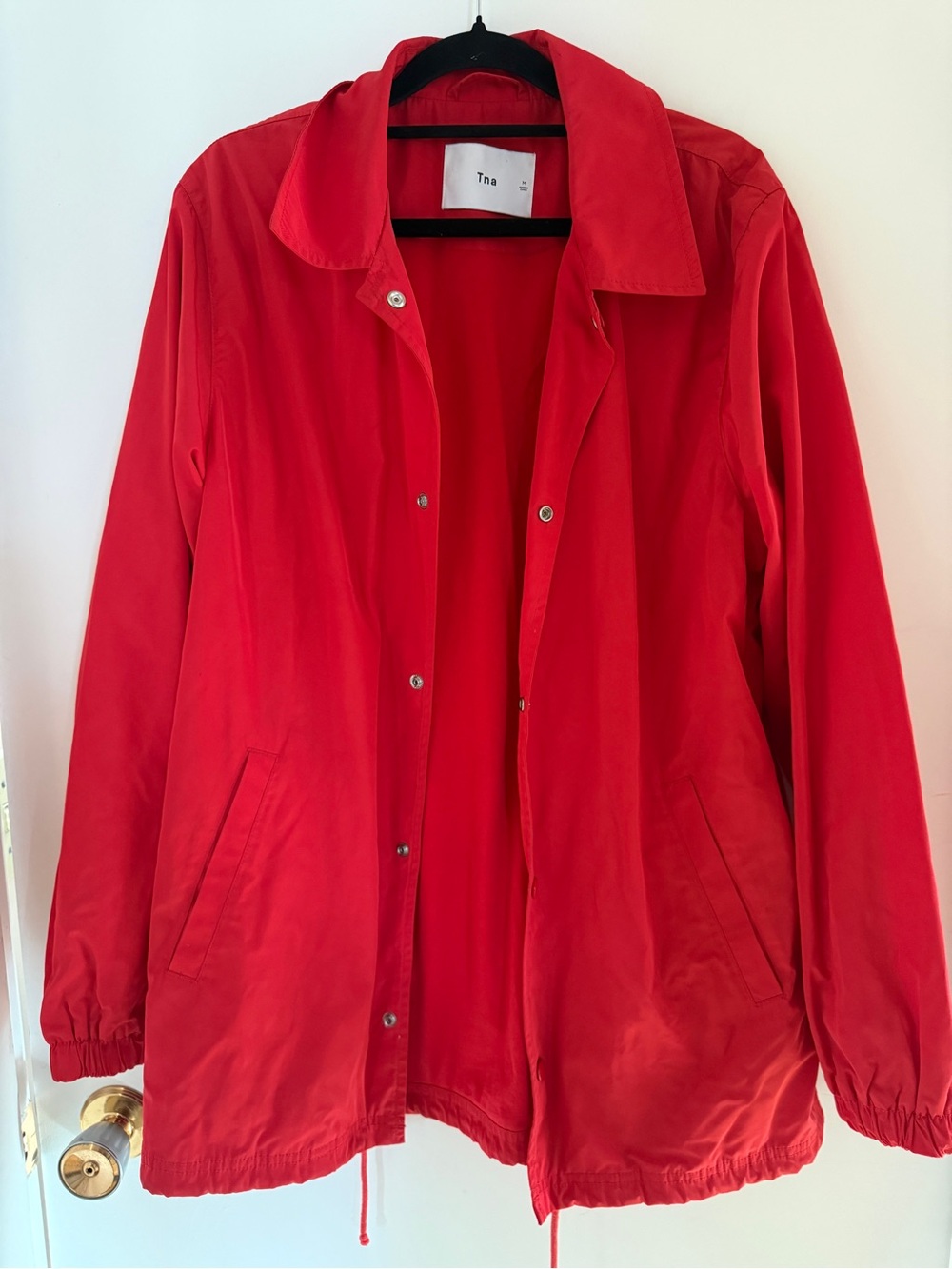 TNA Aritzia Red Coach Jacket Medium Snap Front Lightweight Streetwear